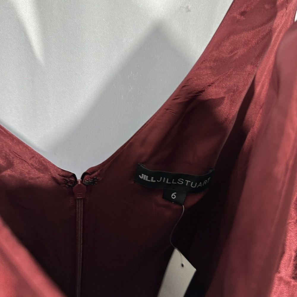 NEW Jill Jill Stuart [ 6 ] Satin‎ Popover & Crepe Gown in Oxblood Red - Picture 11 of 16